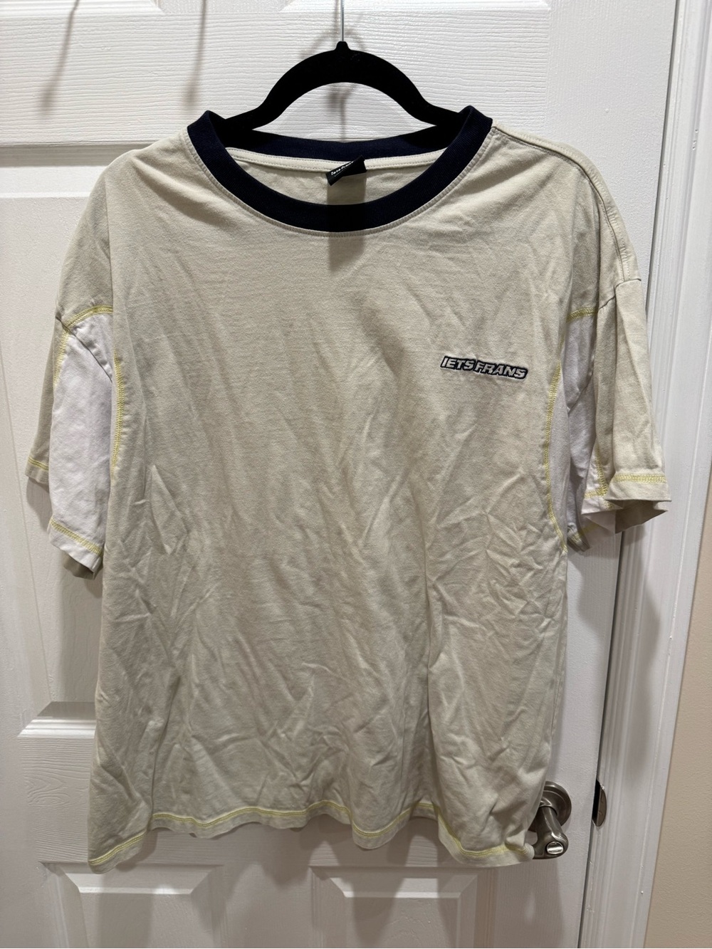 iets frans Cream Short-Sleeve Tee with Black Ringer Collar